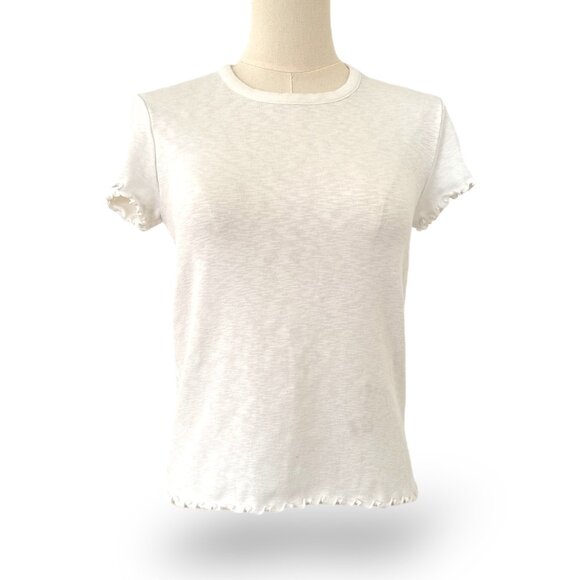 Madewell Tops - MADEWELL Lettuce Sleeves and Hem White Tee Wm Sz Med
